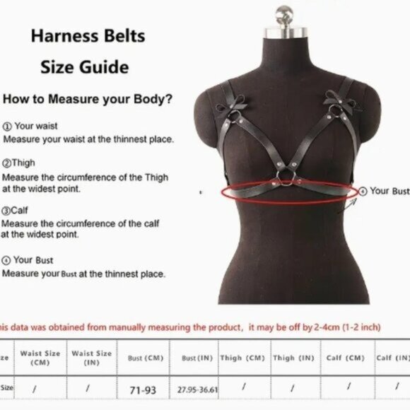 PU Leather Bow Detail Harness Belt - Picture 5 of 5